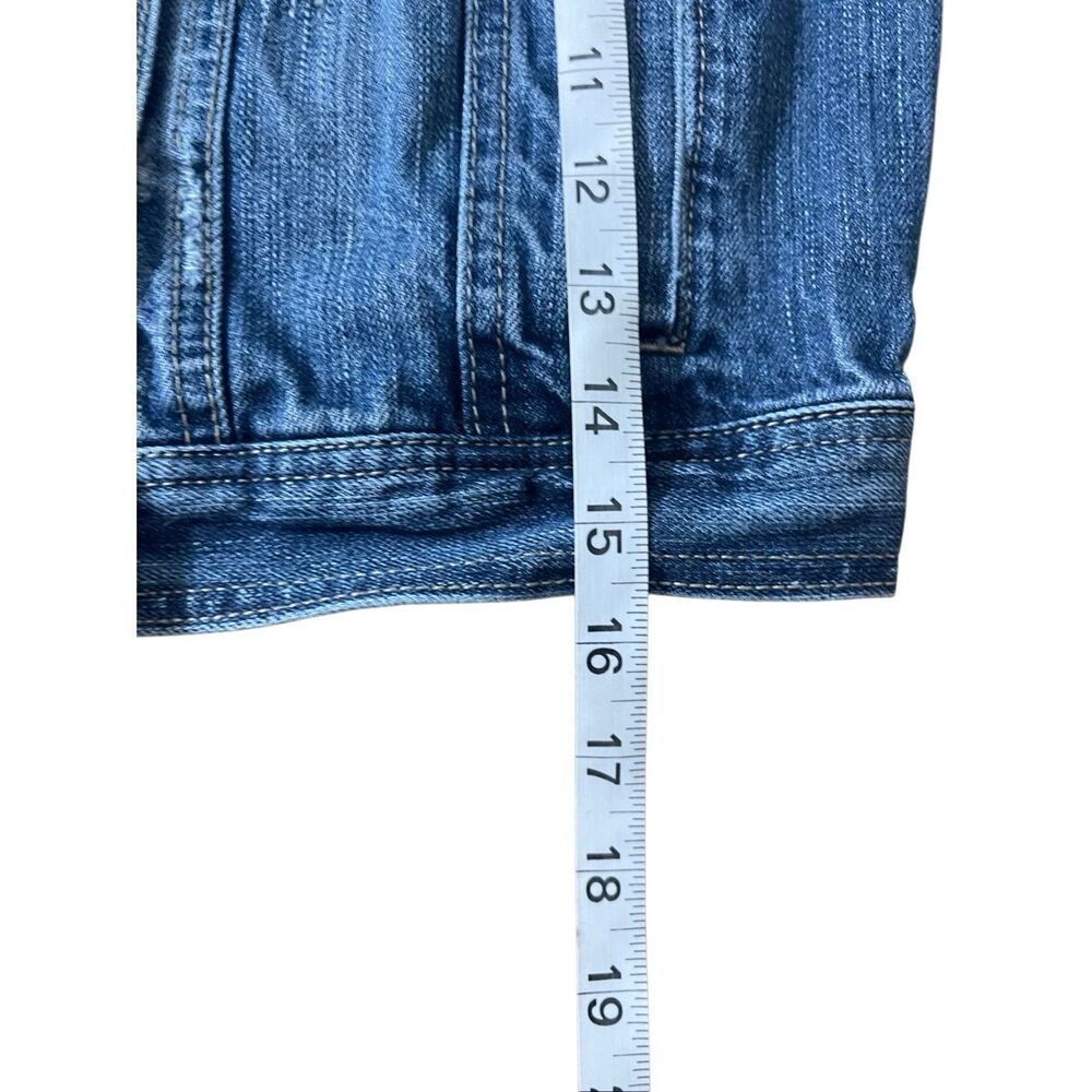Y2K Decree Cropped Distressed Denim Jacket – Size M - Picture 5 of 6